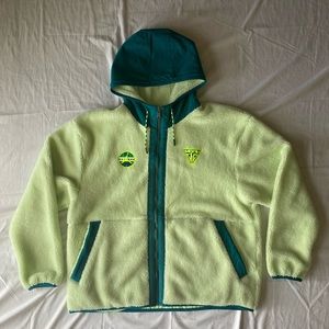 Nike Air Jordan Jumpman Hooded Sherpa Jacket XXL Neon Green Teal Fleece Coat